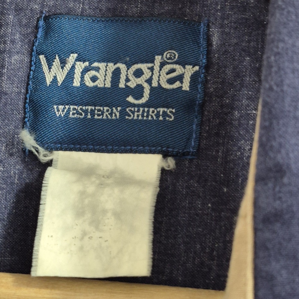 Vintage Wrangler Shirt Mens XL Navy Pearl Snap Aztec Southwestern Navajo 90s - Picture 5 of 8